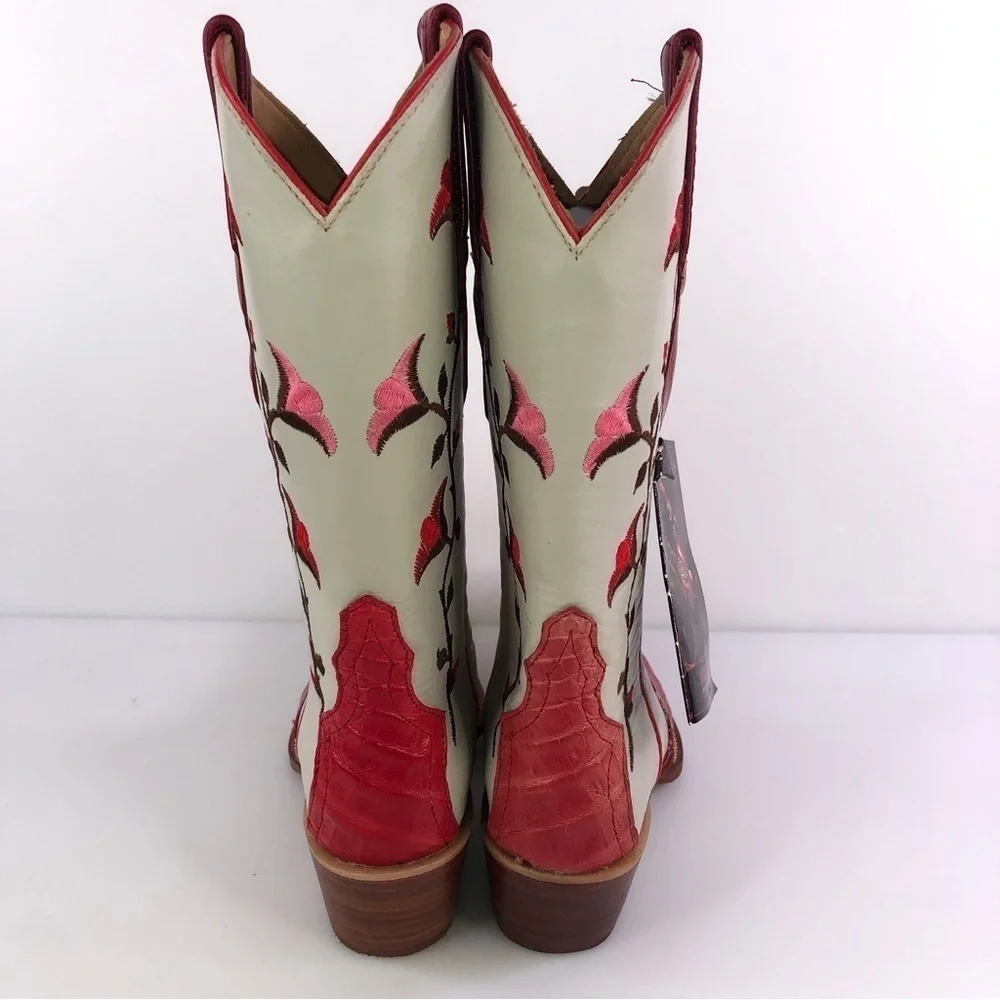 Los Altos Boots Women’s Caiman Tail Leather Cowboy Boots Size 6.5 Vintage - Picture 6 of 11